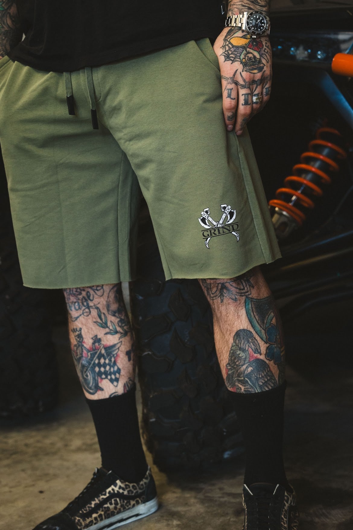 - Classic Green Shorts - Grind Axes OD
