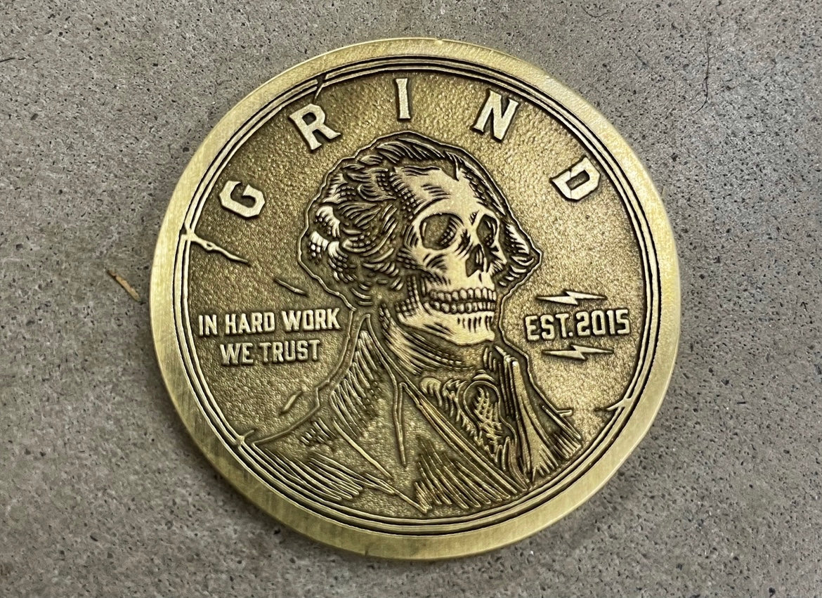 Death Grip Sudden Death Mens Brass Skull Pendant Coin Medallion Neckla –  Death-Grip
